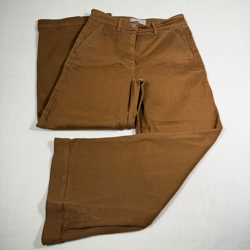 Everlane Cropped Wide Leg Pant 4 Brown High Rise Stretch Cotton utility trousers